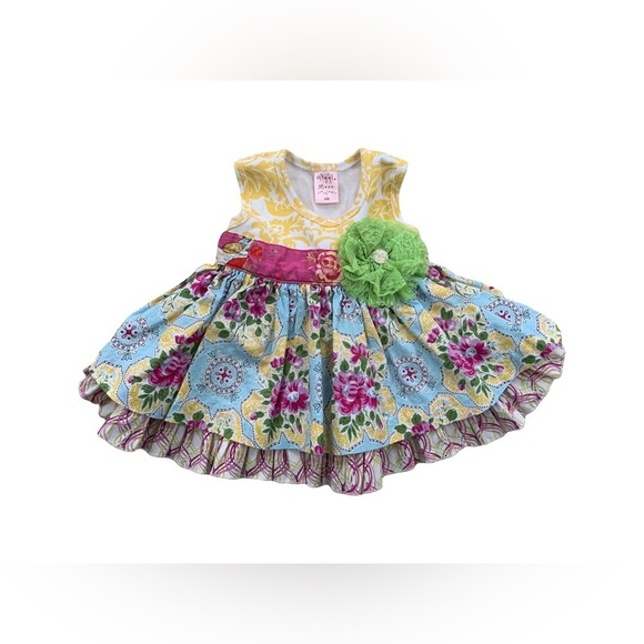 Giggle Moon Size 6 Months Mixed Print Dress - Picture 1 of 9